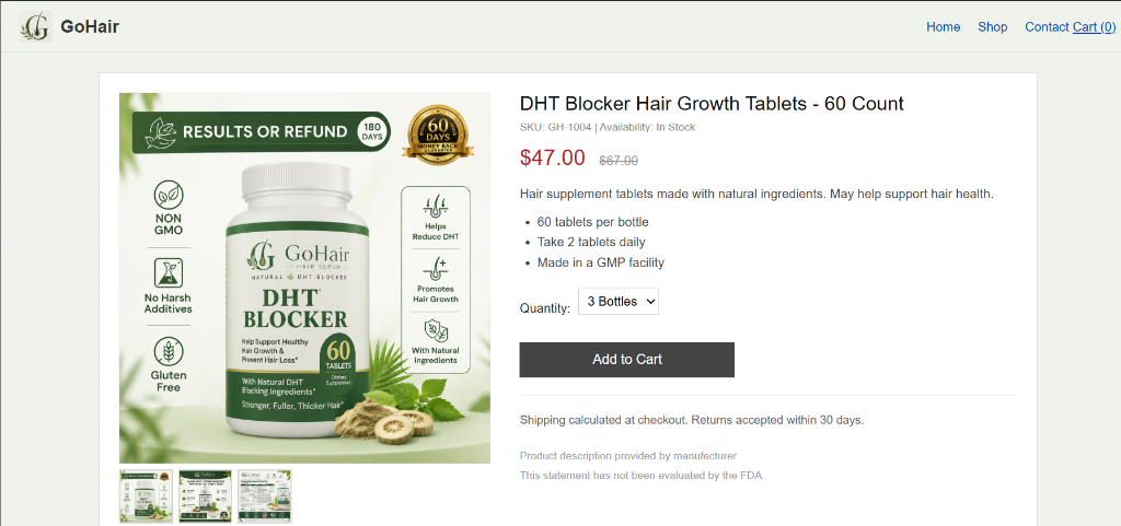 GoHair Before CRO Optimization